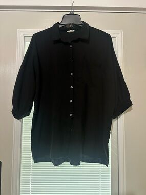 Classic Black Button-Up Shirt for Women